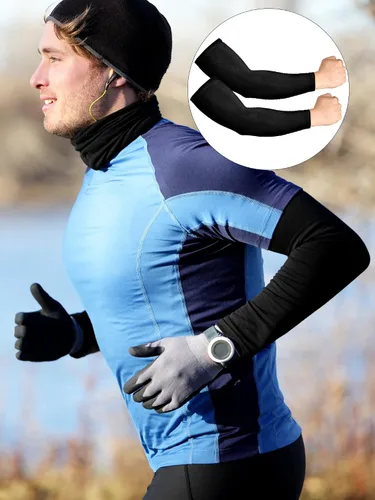 Miniatura 2 de Newcotte 4 pares de mangas térmicas de invierno para brazos, calentadores de manga de brazo, ciclismo, compresión térmica, para hombres y mujeres