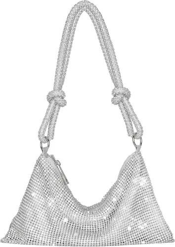 Bolsos Hobo con diamantes de imitación para mujer, bolso de noche brillante con diamantes de imitación, bolso de mano de cristal brillante, bolso de