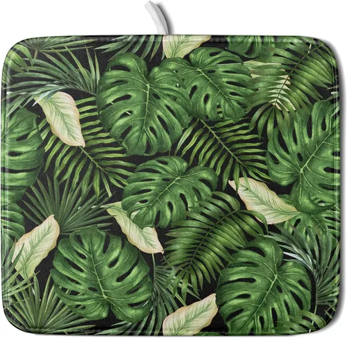 Miniatura 67 de Giwawa Tapete de Secado de Platos Retro Silueta de Cabaña del Bosque de Ciervos para Encimera 18 x 24 pulgadas Otoño Cielo Azul Nube Dibujos