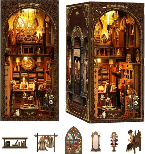 Miniatura 12 de Rincones de libros para adultos, kit de rincón de libros en miniatura para casa de muñecas, kits de modelos, kits de manualidades para adultos
