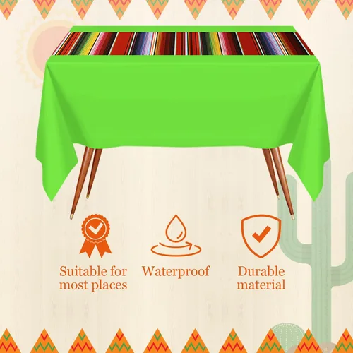 Miniatura 4 de Preboun Mantel de plástico mexicano y pancarta de papel picado mexicano, suministros de decoración de fiesta, cubierta de mesa para mesas Colorido