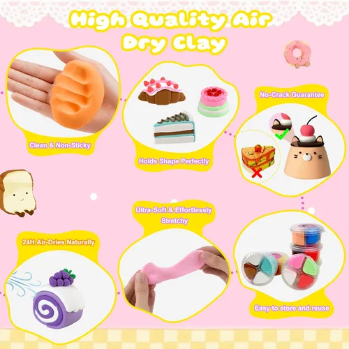 Miniatura 4 de Nicella Kit de arcilla seca al aire, 12 bloques de arcilla para modelar para niños, Model Magic con herramientas de escultura y tutoriales, seguro