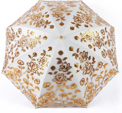 Miniatura 26 de Honeystore Sombrilla bordada con flor 3D plegable UV con encaje clásico