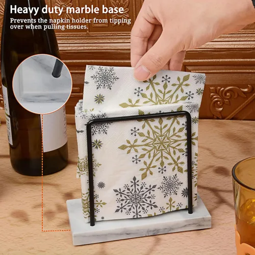 Miniatura 5 de Servilletero de mármol, almacenamiento de servilletas de metal negro, moderno servilletero vertical para mesa, servilleteros de cóctel para comedor