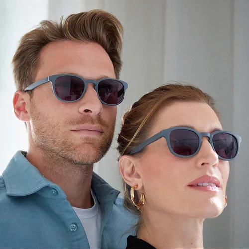 Miniatura 3 de OPULIZE Gafas de lectura POP clásicas para mujeres y hombres, lentes tintadas con protección UV400, marco redondo y voluminoso resistente a los gris