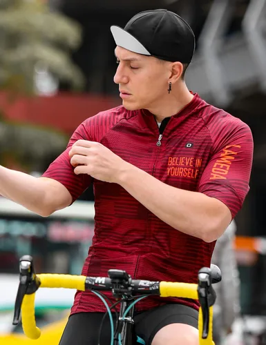 Miniatura 2 de LAMEDA Maillot de ciclismo de manga corta para hombres transpirable mo-Wicking Mountain Bike camisa con cremallera completa con bolsillos
