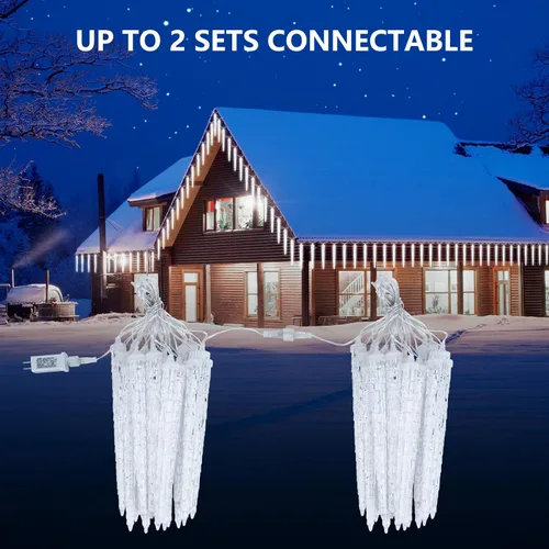 Miniatura 4 de Brightown luces de carámbanos para Navidad al aire libre, 19.8 pies con 20 tubos grandes, 480 LED, efecto de caída de lluvia de meteoritos, luces