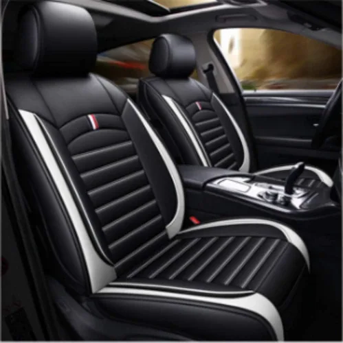 Miniatura 10 de Juego completo de fundas de cojín y almohadas de cuero sintético para asiento delantero y trasero de coche con reposacabezas y soporte de cintura, 5