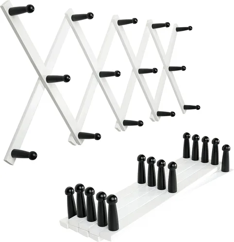 Miniatura 26 de SKOLOO Perchero para sombreros de pared con 17 ganchos, madera maciza, moderno, ampliable, perchero de pared para abrigos, sombreros, bolsos, gorras