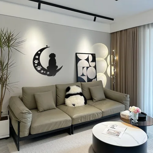 Miniatura 7 de VZVXCC Arte de pared de metal para perros, decoración para exteriores, escultura de pared de metal negro de 12 pulgadas, decoración para colgar