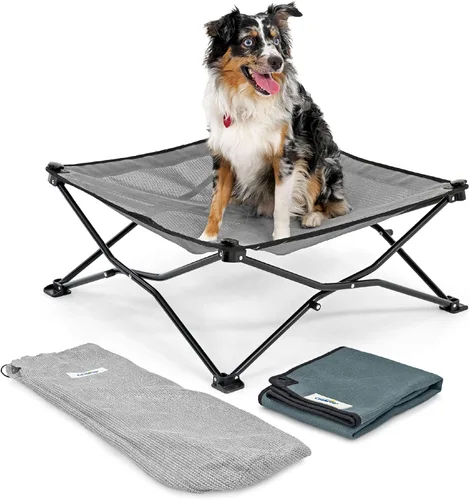Miniatura 8 de Coolaroo On-The-Go - Kit de cama elevada para perros portátil y refrescante con tela HeatShield para perros pequeños, ligera y compacta, incluye