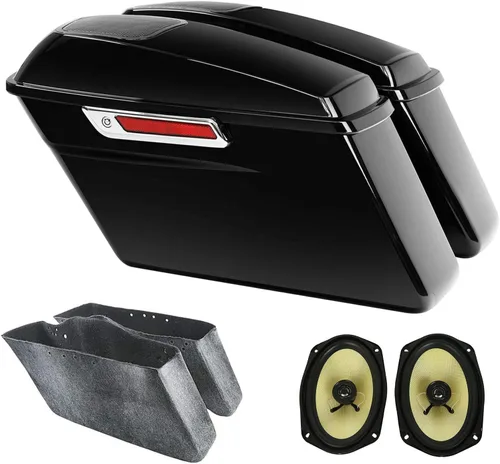 TCMT Alforjas duras de 6 x 9 pulgadas, tapas y forros para bocina, inserto de alfombra para Harley 2014-2024 Touring Road King Road Glide Street