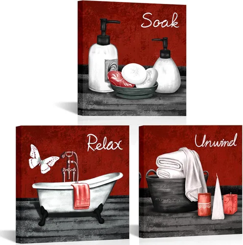 Miniatura 7 de RnnJoile Imágenes de baño beige para pared, arte de pared para bañera o spa, impresiones decorativas para relajarse y relajarse, arte para baño