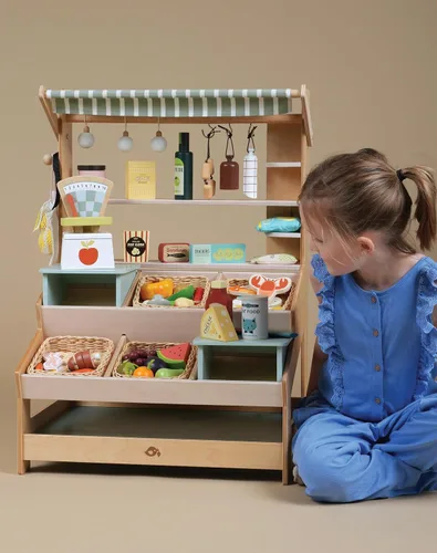 Miniatura 5 de Tender Leaf Toys - General Stores - Juego de juguetes para niños - Hermoso puesto de mercado con estantes juego de simulación para niños mayores