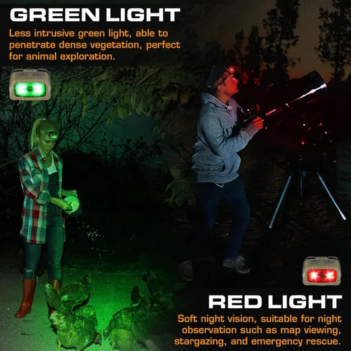 Miniatura 6 de Linterna frontal EverBrite, lámpara de cabeza de 300 lúmenes para adultos, 7 modos con luz blanca/roja/verde, faro LED ajustable 30° para camping