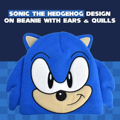 Miniatura 3 de Concept One Sonic The Hedgehog - Conjunto de gorro y guante, gorro y guantes de invierno de punto para niños