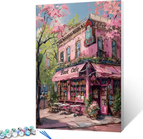 Miniatura 28 de Aihonmin Estantería 6 Pack Pintar por Números para Adultos Libros Pintura DIY sobre Lienzo con Pinceles Pigmento Manualidades DIY Pintura Acrílica