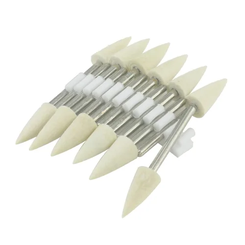 Miniatura 2 de Brocas de pulido de fieltro de lana de 0.394 in, vástago de 1/8 de pulgada, puntos de pulido de fieltro de lana para herramienta giratoria Dremel