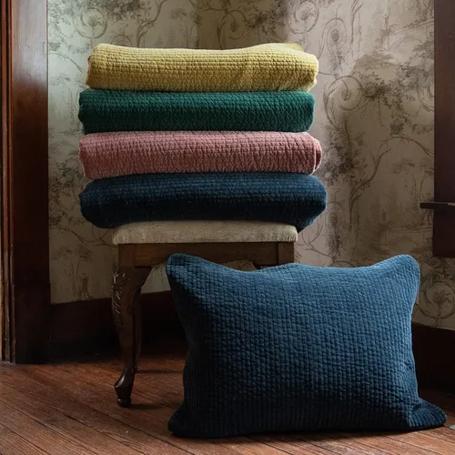 Miniatura 4 de HiEnd Accents - Edredón de terciopelo de algodón lavado a la piedra, tamaño Queen, color verde helecho, ropa de cama clásica tradicional de lujo