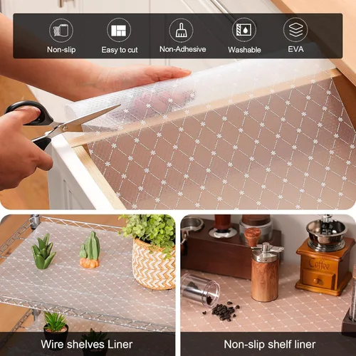 Miniatura 4 de Cooyes Revestimiento para estanterías – Revestimiento de gabinete y cajón no adhesivo prémium para cocina – Papel impermeable con patrón moderno