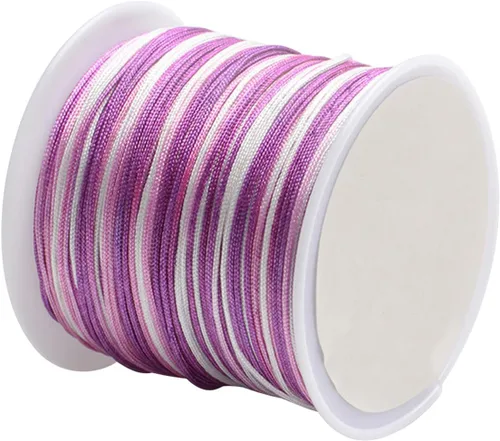 Miniatura 13 de Cordón de nailon para cuentas de 164.0 ft x 0.031 in, hilo de raso satinado de nailon trenzado para manualidades de macramé Mezcla de amarillo 1