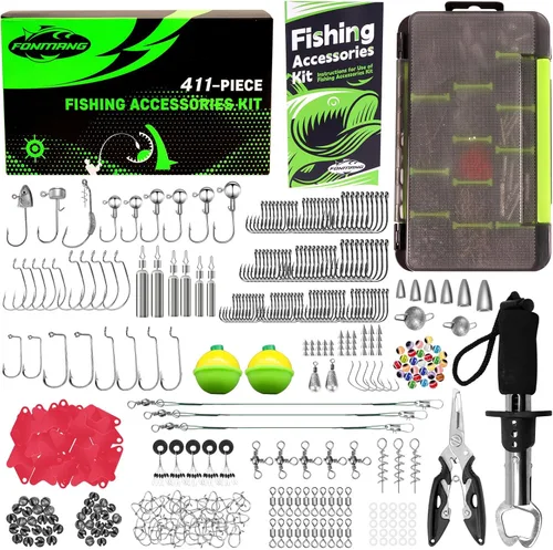 Miniatura 10 de FONMANG Kit de Señuelos de Pesca de 322 Piezas - Buzz Bait/Señuelos Spinner/Jig/Rana, Caja de Aparejos de Pesca con Aparejos Incluidos, Cebo