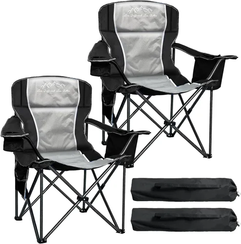 Miniatura 10 de Sillas de campamento para adultos de alta resistencia de 500 libras de capacidad, silla plegable de respaldo alto con marco de acero grueso, silla