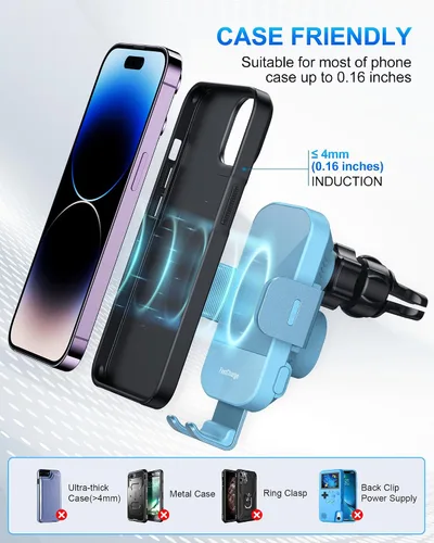 Miniatura 7 de Cargador inalámbrico para automóvil, carga rápida de 15 W, soporte de teléfono para iPhone 15 14 13 12 11 Pro Max Xs, Samsung Galaxy S24 Ultra S23