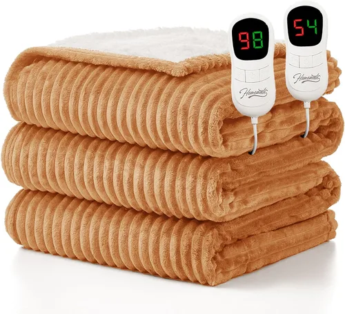 Miniatura 39 de Homemate Manta térmica eléctrica de 50 x 60 pulgadas, manta térmica de 1/2/4/6/8 horas de apagado automático, 10 niveles de calor, protección contra
