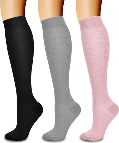 Miniatura 85 de Paquete de 3 pares de calcetines de compresión médica para mejorar la circulación de mujeres y hombres, para correr, hacer deporte y amamantar