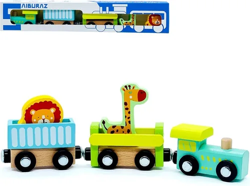 Juego de trenes de madera con grúa, juguetes de tren magnético para pistas de tren de madera, conjuntos de trenes para niños de 3 años en adelante