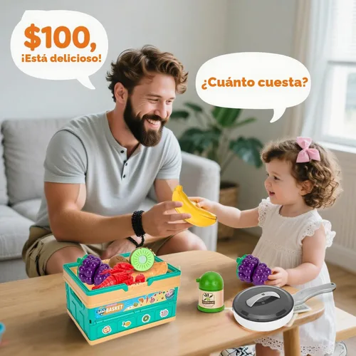 Miniatura 8 de Juego de cocina de 80 piezas, cocina para niños pequeños con ollas, sartenes, utensilios de cocina, alimentos, manta de picnic, frutas, verduras