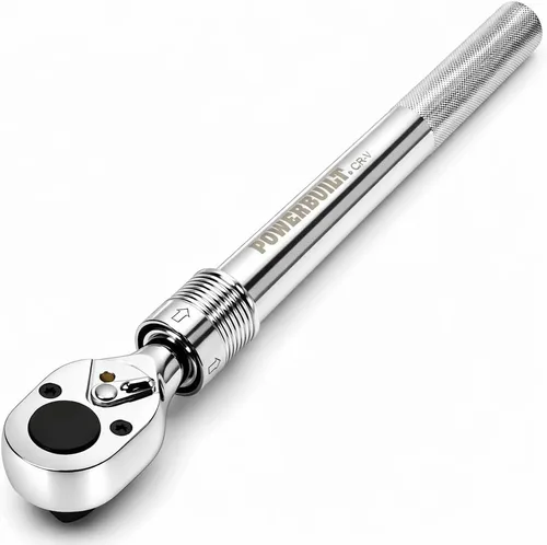 Miniatura 7 de Powerbuilt Trinquete extensible de doble tamaño, accionamiento de 1/4 y 3/8 pulgadas, 72 dientes, columpio de 5 grados, ligero, mango de goma rojo