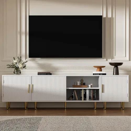 Miniatura 9 de Housoul Soporte de TV de 71 pulgadas para TV de 50/60/70/80 pulgadas, soporte de TV moderno para TV de 75 pulgadas, centro de entretenimiento