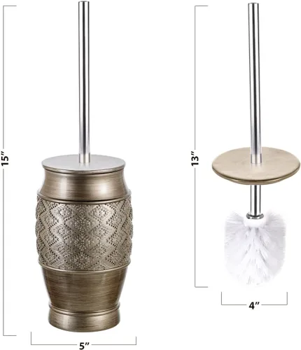 Miniatura 3 de Creative Scents Dublin Silver - Juego completo de accesorios de baño, juego de baño de 6 piezas de plata cepillada: escobilla de inodoro y soporte