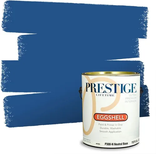 Miniatura 55 de Prestige Paints. - Base y pintura para exteriores en un solo galón, 1 galón. plano, comparable con Sherwin Williams Topsail. SW159-azul hechizante.