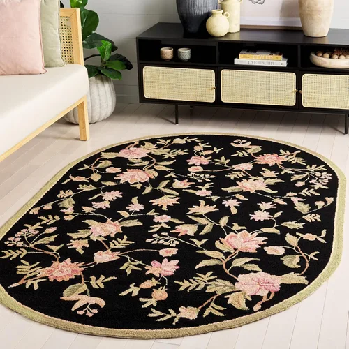 Miniatura 22 de SAFAVIEH Chelsea Collection - Alfombra decorativa de 1 pies 8 pulgadas x 2 pies 6 pulgadas, color negro, lana de campo francesa enganchada a mano