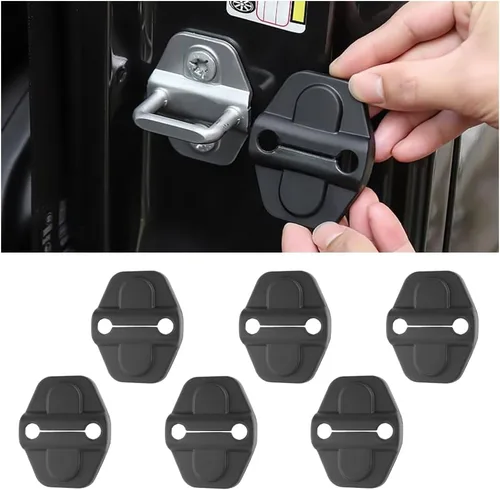 6 cubiertas para cerradura de puerta de automóvil, cubierta negra para cerradura de puerta compatible con Jeep Wrangler JLU JL 4XE Unlimited