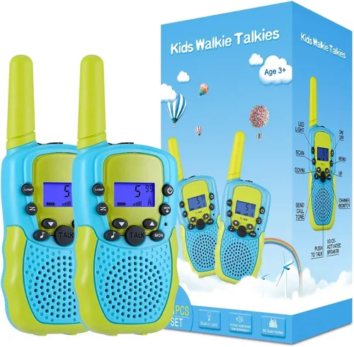 Selieve Juguetes para niños y niñas de 3 a 12 años, Walkie Talkies para niños de 22 canales, juguete de radio de 2 vías con linterna LCD Azul
