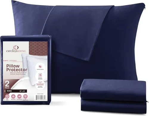 Miniatura 50 de CirclesHome Juego de 12 protectores de almohada estándar con cremallera, 100% algodón, transpirables, protegen las almohadas de la suciedad, el 1