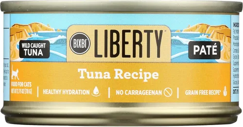 BIXBI Liberty Alimento húmedo enlatado para gatos, sin granos, receta de paté de atún, 2.75 onzas (paquete de 24)