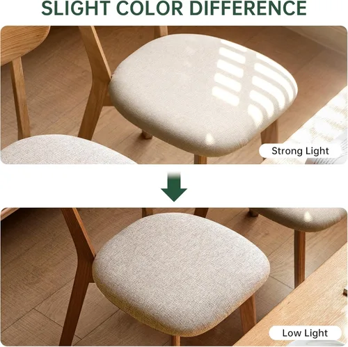 Miniatura 6 de Sillas de comedor de roble macizo 100%, silla de comedor moderna de mediados de siglo con respaldo curvo, sillas de comedor tapizadas en tela
