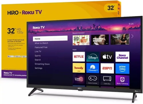Roku Hiro TV de 32 pulgadas 720p HD Smart TV de pantalla plana LED TV de televisión y audio Dolby para transmisión, 3 puertos HDMI, con Wi-Fi y