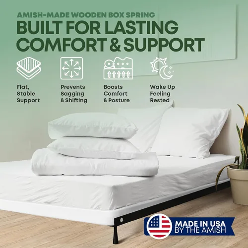 Miniatura 2 de Treaton, Unassembled Queen Bed – 2.5-Inch Wood Box Spring Only – Amish Made in USA – Quiet Noise Free - Replacement Mattress Foundation – Packed