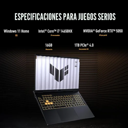 Miniatura 2 de ASUS TUF Gaming F16 (2025) - Laptop para juegos, pantalla IPS-Level FHD+ de 16” a 165 Hz, 16:10, procesador Intel® Core™ i7 14650HX, NVIDIA® GeForce