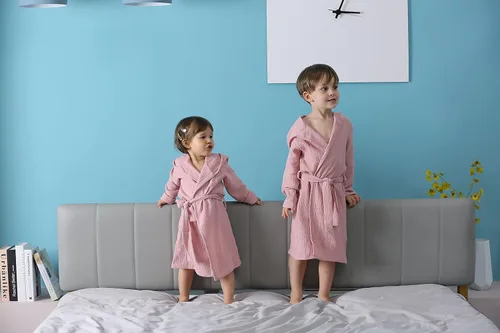 Miniatura 7 de Bata de baño de algodón orgánico, suave y transpirable, bata de bebé para niños, bata de muselina con capucha para niños y niñas