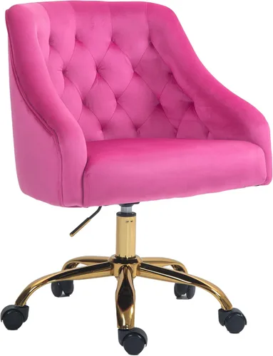 Miniatura 8 de Silla de trabajo cómoda para oficina en casa con ruedas, linda silla de escritorio giratoria ajustable de tocador moderna tapizada en terciopelo