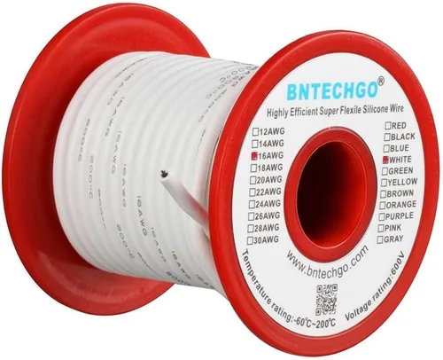 Miniatura 26 de BNTECHGO Carrete de alambre de silicona de calibre 16, rojo de 25 pies y negro, 25 pies, 2 cables separados, alambre de cobre estañado flexible