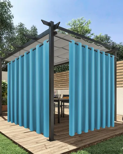 Miniatura 32 de HolidayIdeas Cortinas impermeables para patio, 4 paneles, 54 x 84 pulgadas, protección de privacidad y filtrado de luz, cortinas exteriores con Negro