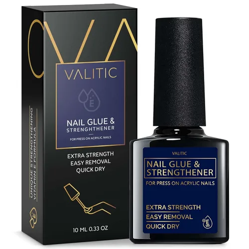 Valitic Pegamento y Fortalecedor de Uñas Fuerte - Gel de Secado Rápido con Pincel para Uñas de Larga Duración - Enlace Adhesivo para Uñas Postizas -